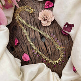 Vriksham Elegant Pear Styale Necklace & Bracelet Combo-Red-G21100