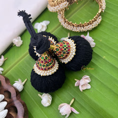 Vriksham Kemp Gold Style Kunjalam-Red Green-pearl-G18599