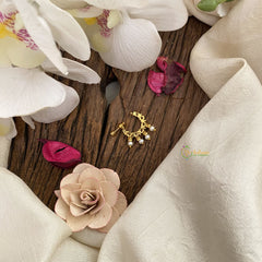 Vriksham Elegant Golden Naths/Nose pin-Pearl-Red White-G17431