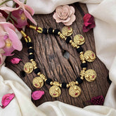 Vriksham Elegant Peacock Coin Pendant Black Rope Short Neckpiece-G21090