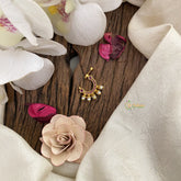 Vriksham Premium Golden Naths/Nose pin-Pearl-Red-G17423