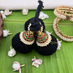 Vriksham Kemp Gold Style Kunjalam-Red Green-pearl-G18599