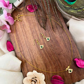 Vriksham CZ Studded Art Deco Flexible Single Invisible Chain-White Green-KG22333