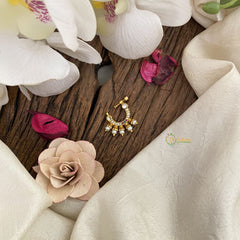 Vriksham Premium Golden Naths/Nose pin-Pearl-Red Green & White-G17425