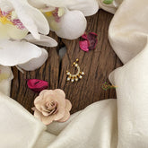 Vriksham Premium Golden Naths/Nose pin-Pearl-White-G17424