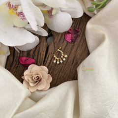 Vriksham Antique Golden Naths/Nose pin-Pearl-Red Green & White-G17433