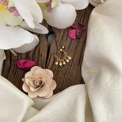 Vriksham Antique Golden Naths/Nose pin-Pearl-Red-G17432