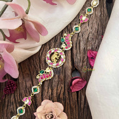 Vriksham Elephant Style Kundan Jadau Sheeshphool-Red Green & White-J3936