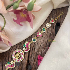 Vriksham Elephant Style Kundan Jadau Sheeshphool-Red Green & White-J3936