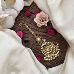 Vriksham Designer Golden Sun floral Style Maang Tikka-Gold Bead-G19416