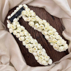 Vriksham Artificial White Rosebud Jasmine Hair Extension Clip Flower Accessories-KH1315