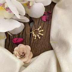 Vriksham Unique Golden Naths/Nose pin-Pearl-White-G17434