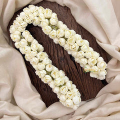 Vriksham Artificial White Rosebud Jasmine Hair Extension Clip Flower Accessories-KH1315