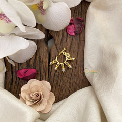 Vriksham Unique Golden Naths/Nose pin-Pearl-White-G17434
