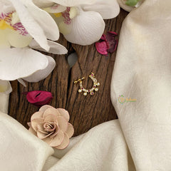 Vriksham Golden Bird Shape Naths/Nose pin-Red White-G17438