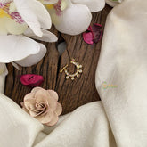 Vriksham Golden Bird Shape Naths/Nose pin-Red White-G17439