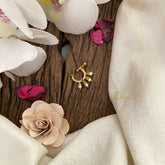 Vriksham Elegant Golden Naths/Nose pin-Red White-G17440