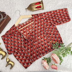 Vriksham Premium Floral Print Readymade Blouse -Kalamkari Print -Red-VS4510