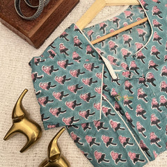 Vriksham Premium Floral Print Readymade Blouse -Kalamkari Print -Pista Green-VS4511