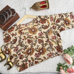 Vriksham Premium Floral Printed Readymade Blouse-Kalamkari Print-Skin Color-VS4516