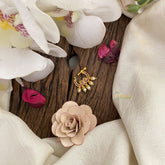 Vriksham Dual Peacock Golden Naths/Nose pin-Red-G17446