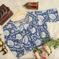 Vriksham Premium Floral Printed Readymade Blouse-Kalamkari Print-Light Blue-VS4517