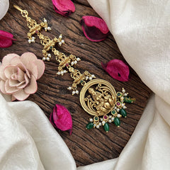 Vriksham Goddess Lakshmi Bloom Maang Tikka-Green Bead-G19430