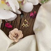 Vriksham Antique Golden Naths/Nose pin-White Red-G17447