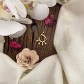 Vriksham Antique Golden Naths/Nose pin-White Red & Green-G17448