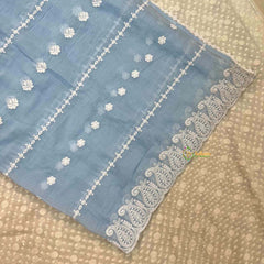 Vriksham Sky Blue Chikankari Inspired MulMul Anarkali With Dupatta Suit Set-VS5083