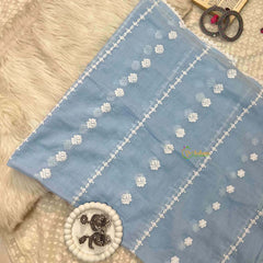 Vriksham Sky Blue Chikankari Inspired MulMul Anarkali With Dupatta Suit Set-VS5083