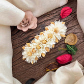 Vriksham Traditional Golden Color & Jasmine Floral Gajra Hair Clip Style Flower Accessories-KH1286