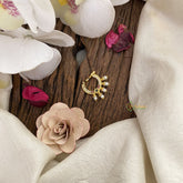 Vriksham Unique Golden Naths/Nose pin-Pearl-White Red & Green-G17449