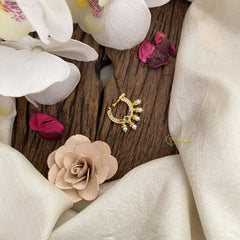 Vriksham Unique Golden Naths/Nose pin-Pearl-White Red & Green-G17449