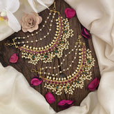 Vriksham Guttapusalu Ear chain -Guttapusalu maatil-Red Green White-G16498