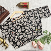 Vriksham Premium Lotus Print Readymade Blouse -Kalamkari Print -Black-VS4509