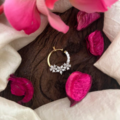 Premium AD Stone Ganga Jamuna Style Floral Nath / Nose pin-G13738