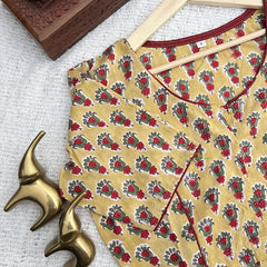Vriksham Premium Floral Printed Readymade Blouse-Kalamkari Print-Yellow-VS4518