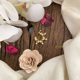 Vriksham Antique Golden Naths/Nose pin-Pearl-Red White-G17453