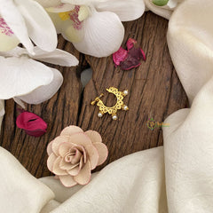 Vriksham Antique Golden Naths/Nose pin-Pearl-Red White-G17453