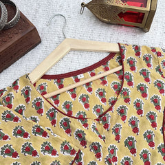 Vriksham Premium Floral Printed Readymade Blouse-Kalamkari Print-Yellow-VS4518