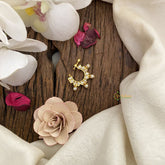 Vriksham Antique Golden Naths/Nose pin-Pearl-White-G17452