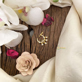 Vriksham Antique Golden Naths/Nose pin-Pearl-Tear Drop-White-G17458