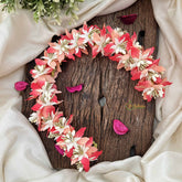 Vriksham Elegant Peach Serenity & Mini White Flower Gajra With Pearl Buds Flower Accessories-H1162