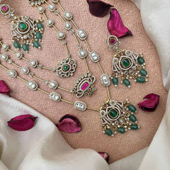 Vriksham Designer Three Layered Style Emerald Look Style Short Neckpiece-VV2006