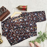 Vriksham Premium Floral Printed Readymade Blouse-Kalamkari Print-Black-VS4520