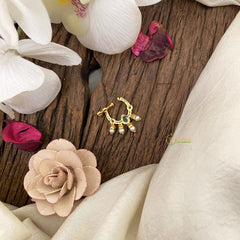 Vriksham Antique Golden Naths/Nose pin-Pearl-Tear Drop-Red White & Green-G17457