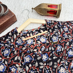 Vriksham Premium Floral Printed Readymade Blouse-Kalamkari Print-Black-VS4520