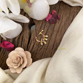 Vriksham Antique Golden Naths/Nose pin-Pearl-Tear Drop-Red-G17455