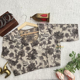 Vriksham Premium Floral Printed Readymade Blouse-Kalamkari Print-Black & Off White White-VS4525